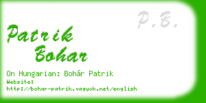 patrik bohar business card