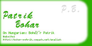 patrik bohar business card